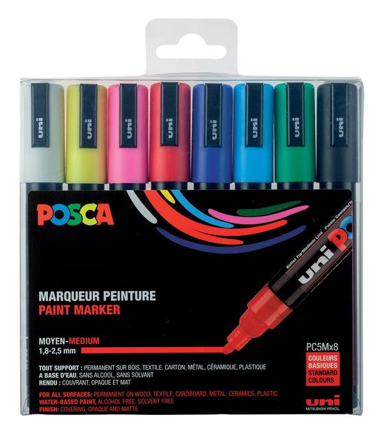 Paintmarker Uni POSCA PC5M M 8st assorti