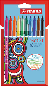 Viltstift STABILO Trio 2 in 1 223/10 10st assorti