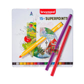 Viltstift Bruynzeel Super Points 15 kleuren - afbeelding 2