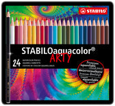 Kleurpotlood STABILO 1624 aquacolor blik 24st ass - afbeelding 4