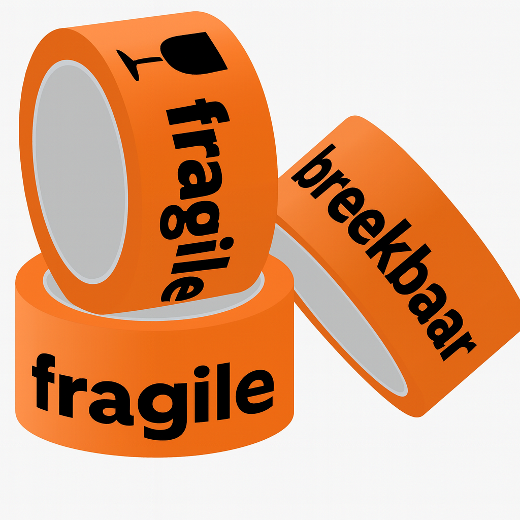 Waarschuwingstape Breekbaar / Fragile – Oranje 50 mm x 66 m