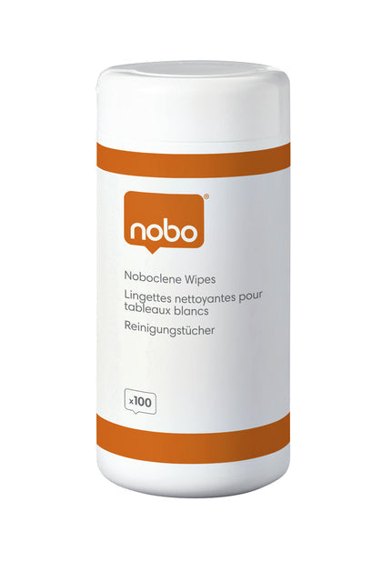 Whiteboard reinigingsdoekjes Nobo pot met 100 st
