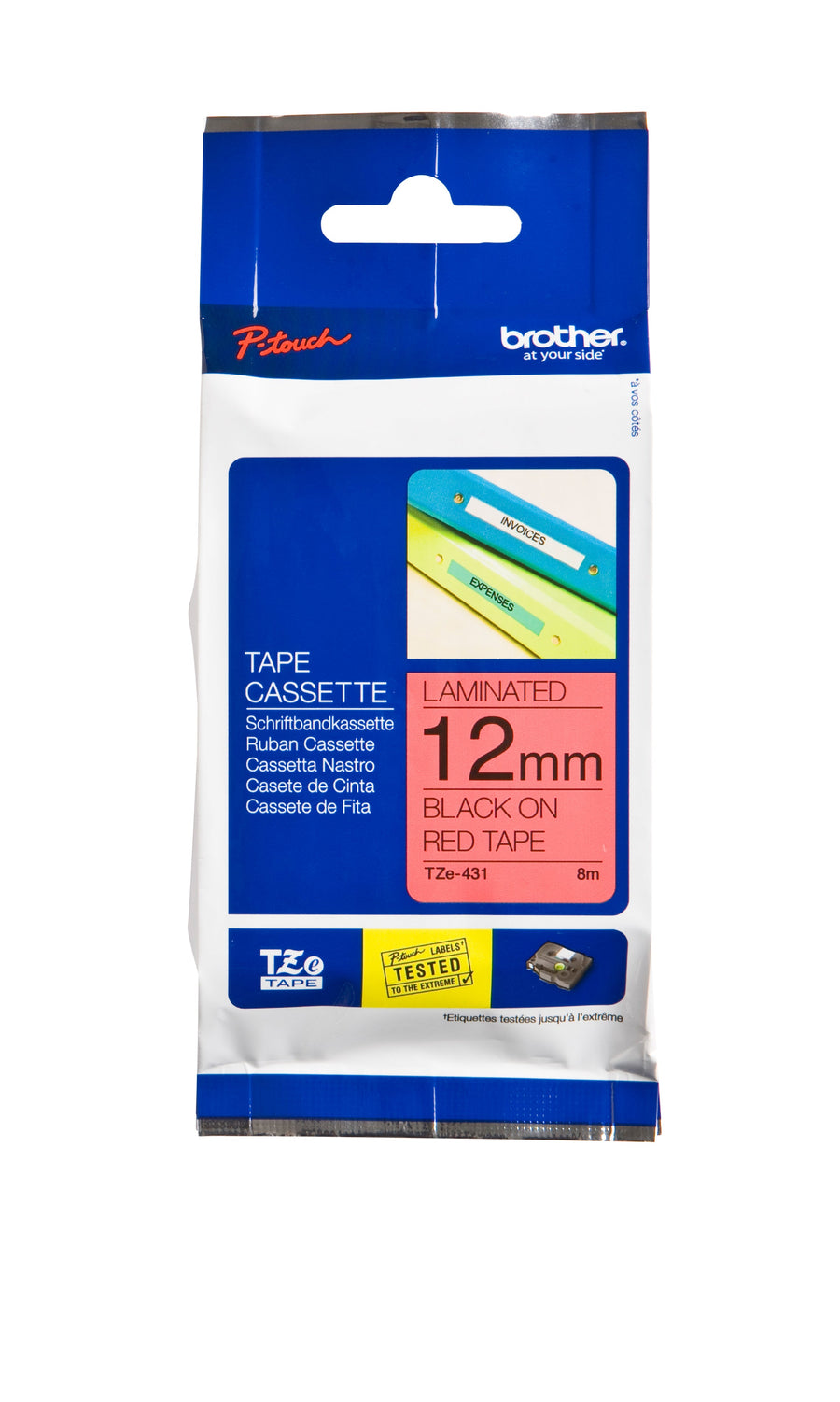 Labeltape Brother Ptouch TZe431 12mm rood