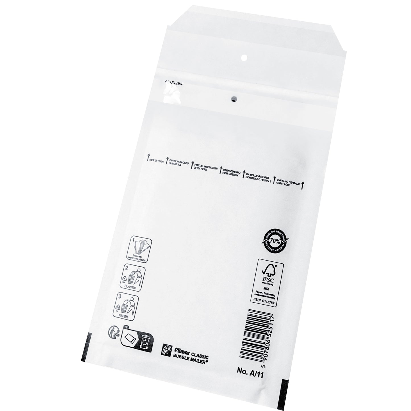 A11 Luchtkussen Enveloppen Wit, 100 x 165 mm Per doos (200 stuks)