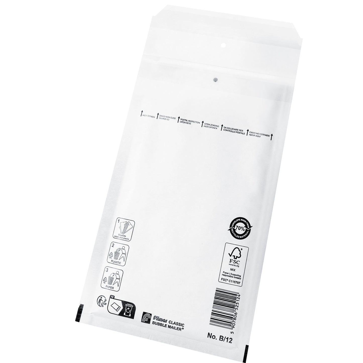 B12 Luchtkussen Enveloppen Wit, 120 x 220 mm Per doos (200 stuks)