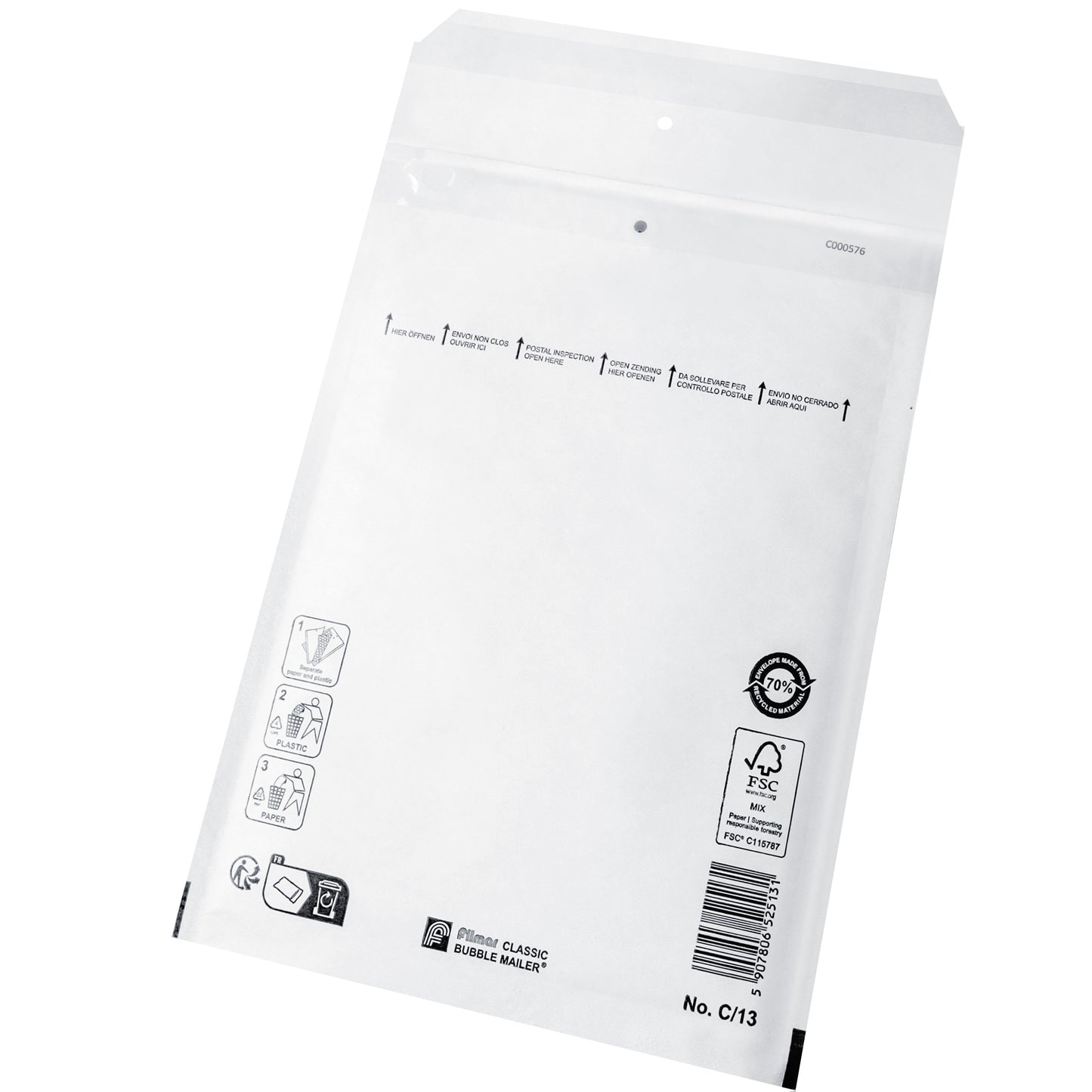 C13 Luchtkussen Enveloppen Wit, 150 x 220 mm Per doos (100 stuks)