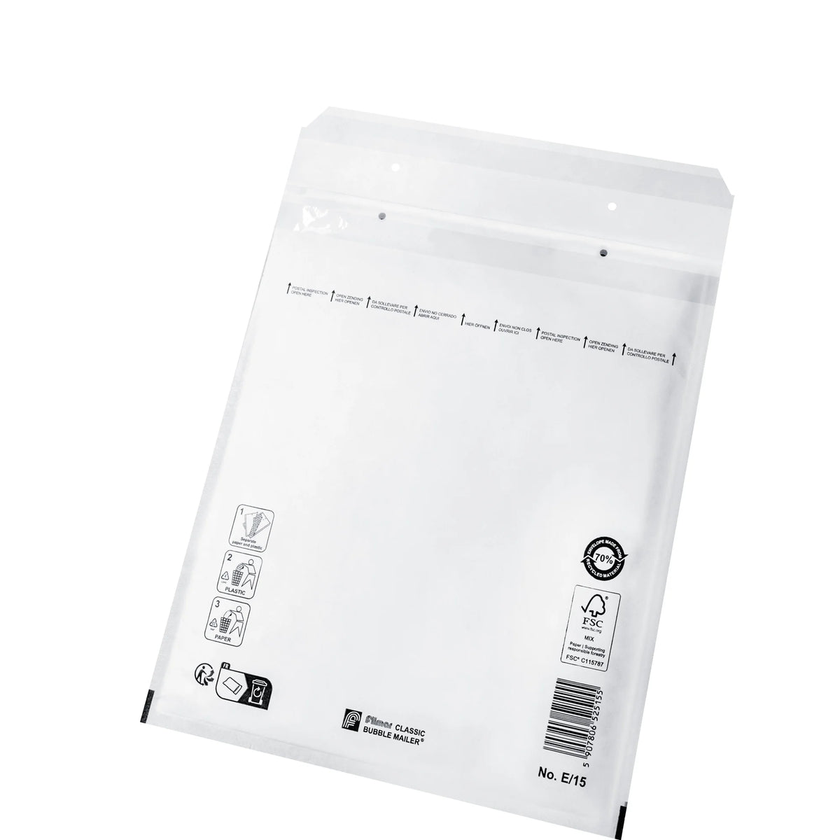 E15 Luchtkussen Enveloppen Wit, 220 x 265 mm Per doos (100 stuks)
