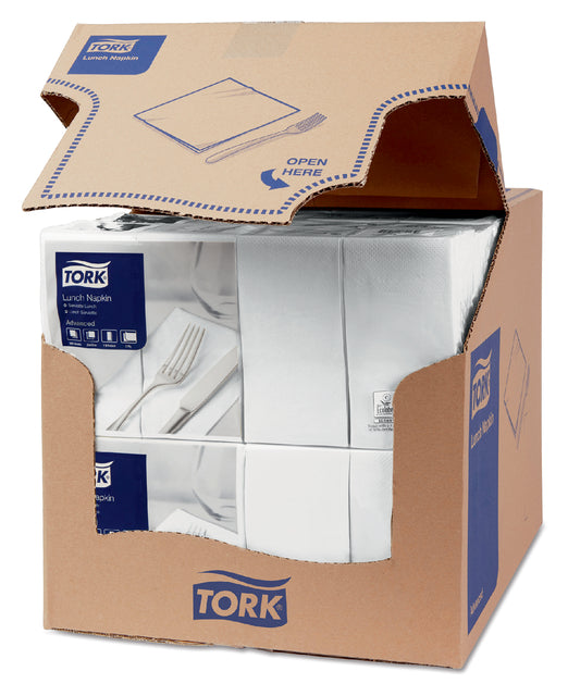 Lunchservet Tork Advanced achtstevouw wit