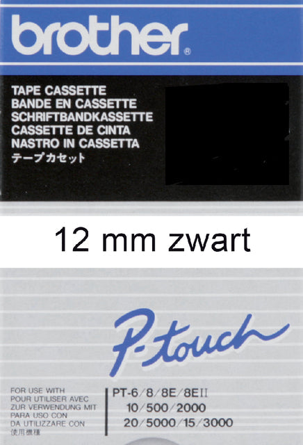 Labeltape Brother Ptouch TC201 12mm wit