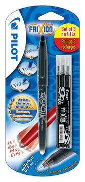 Rollerpen PILOT friXion BL-FR7 M + 3 vull zwart