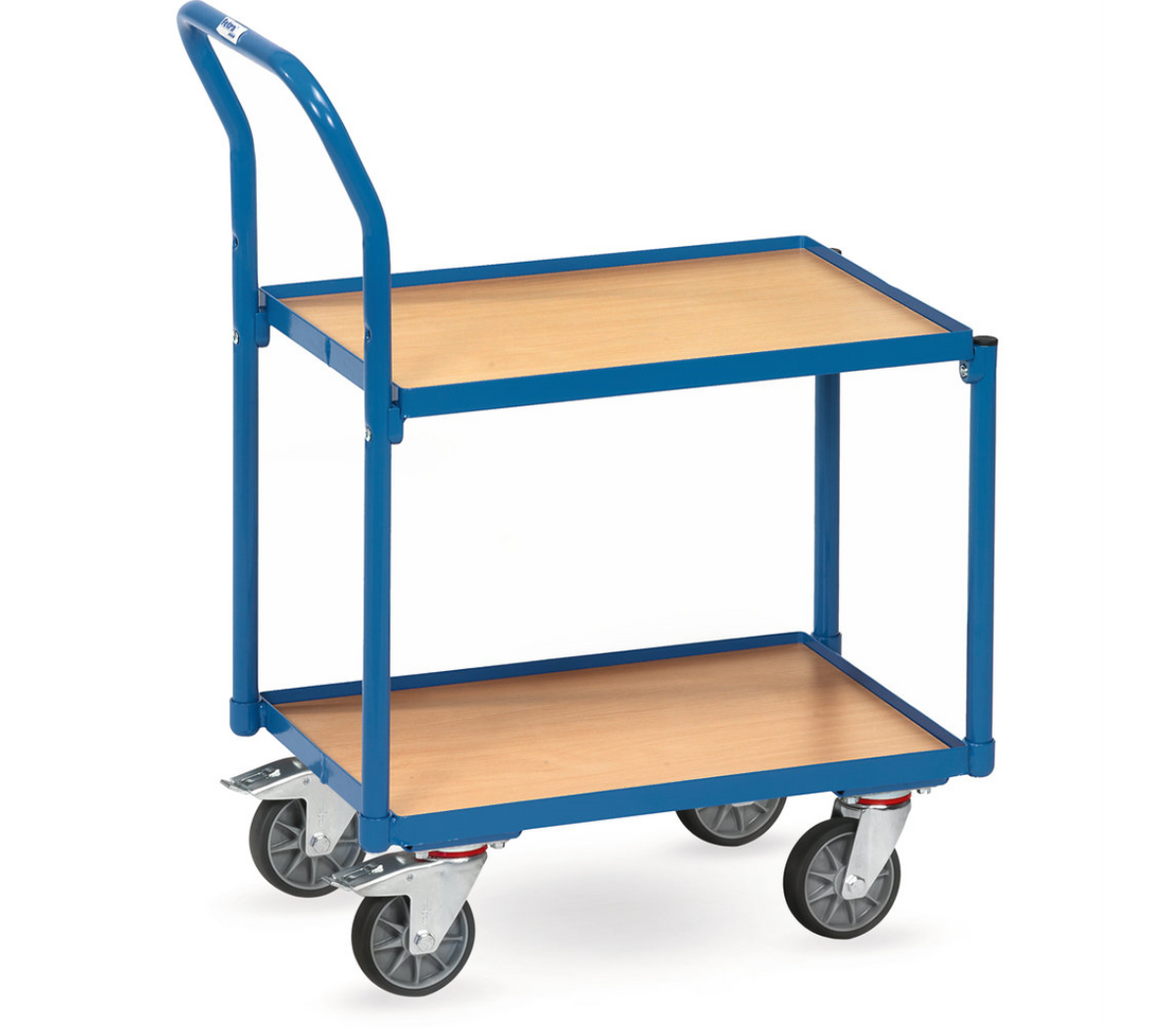 Etage rolplateau - 2 etages met rand met duwbeugel - Laadvlak 605 x 408 mm