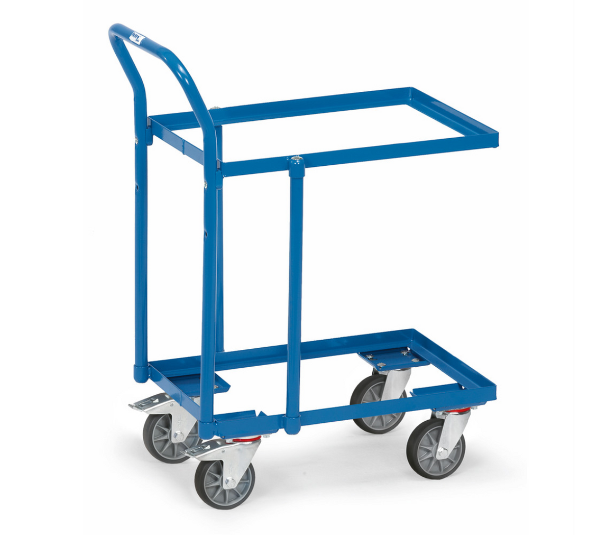 Rolplateau met duwbeugel 135600 - 2 Etages met rand, laadvlak 605 x 408 mm