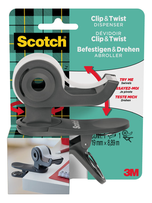 Plakbandhouder Scotch Clip dgs + 1rol tape