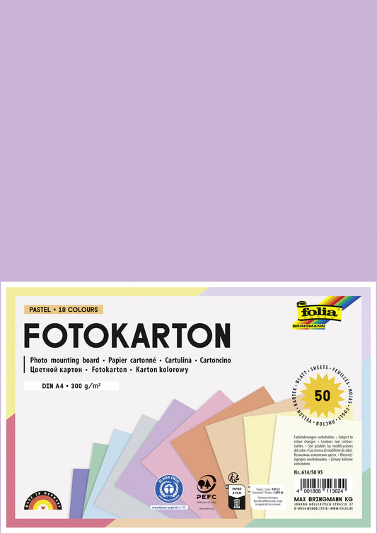 Fotokarton Folia 2-zijdig A4 pastel 50 vel 10 kl