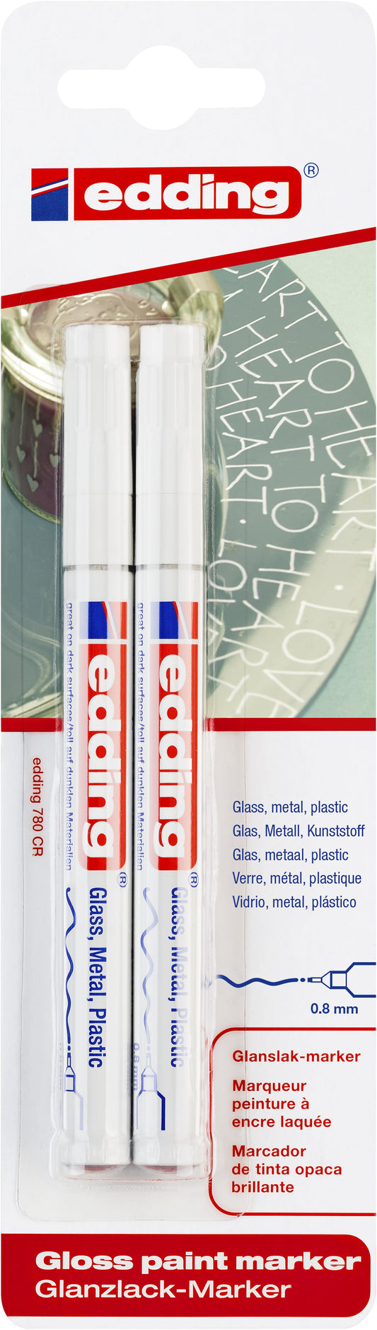 Paintmarker edding 780 oliebasis 0.8mm wit bls 2x