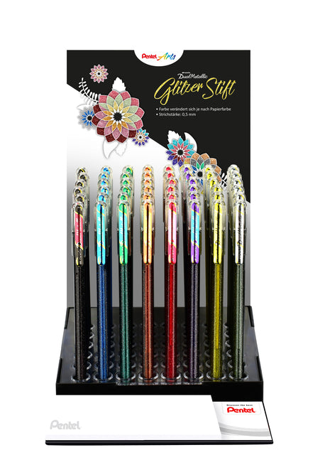 Gelschrijver Pentel K110 Dual M metallic 48st ass