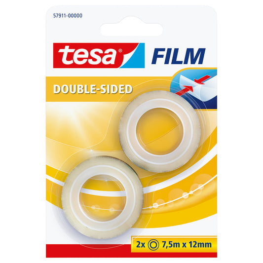 Tape tesafilm dubbelz 7.5mx12mm transparant 2r