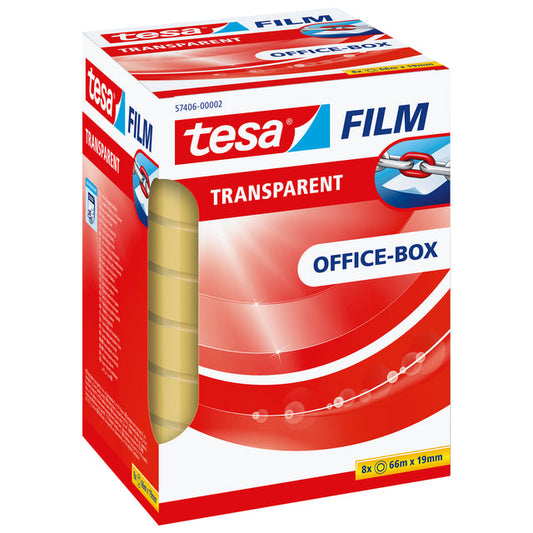 Plakband tesafilm 66mx19mm Transparant 8 rol