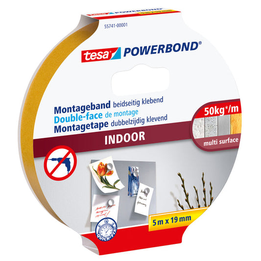 Montagetape tesa Indoor dubbelz 5mx19mm wit
