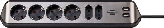 Stekkerdoos Brennenstuhl Estilo 6vdig USB 2m zwart