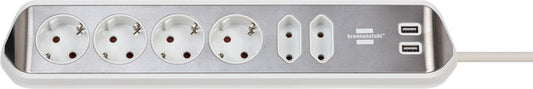 Stekkerdoos Brennenstuhl Estilo 6vdig USB 2m wt