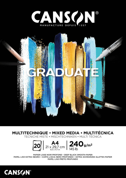 Mixed mediapapier Canson Graduate 240gr A4 zwart