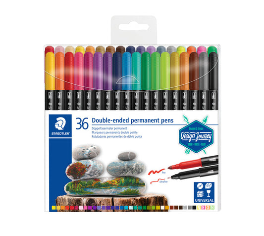 Viltstift Staedtler perm dubbele punt 36st ass