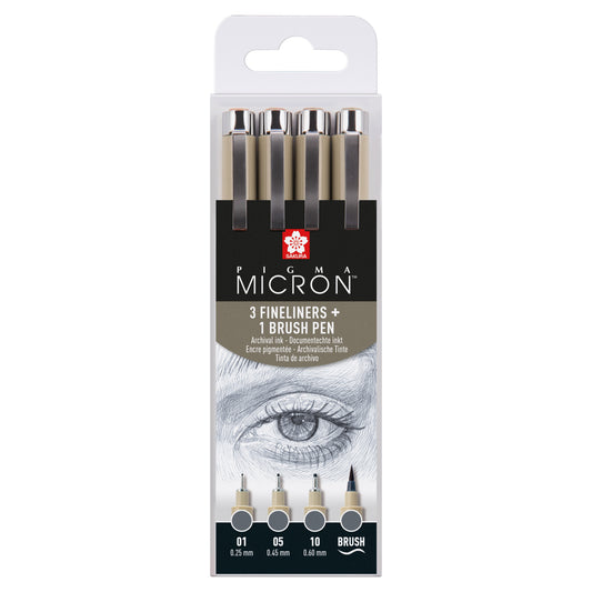 Fineliner Sakura Pigma Micron koelgrijs 4 maten
