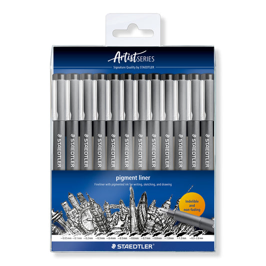 Fineliner Staedtler pigment 308 ass schrijfbr zw
