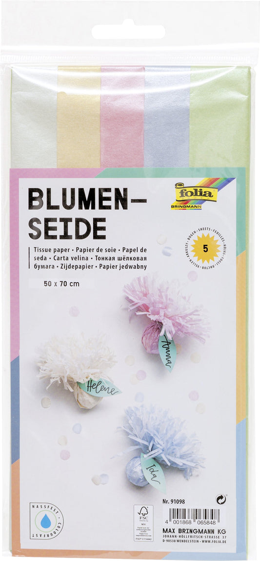 Zijdevloeipapier Folia 50x70cm 20gr iris ass 5vel