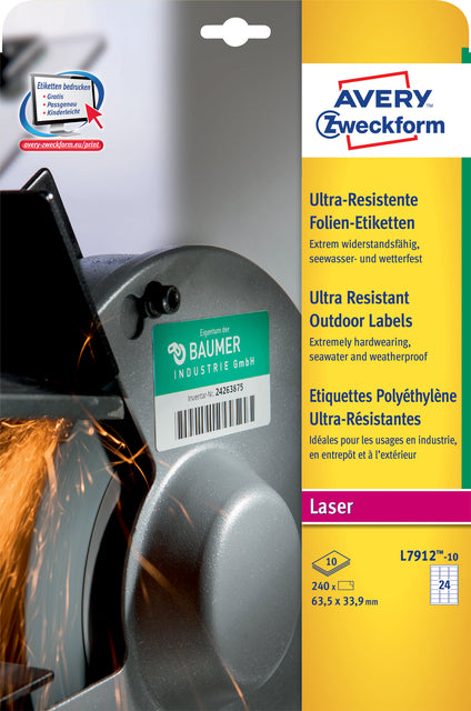 Etiket Avery L7912-10 63.5x33.9 polyester wt 240st