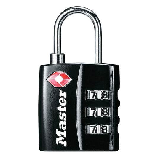 Hangslot Masterlock 3-cijfer TSA zwart 30mm