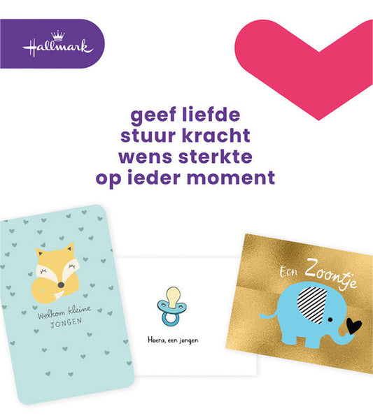 Wenskaart Hallmark navulset geboorte zoon 6 stuks