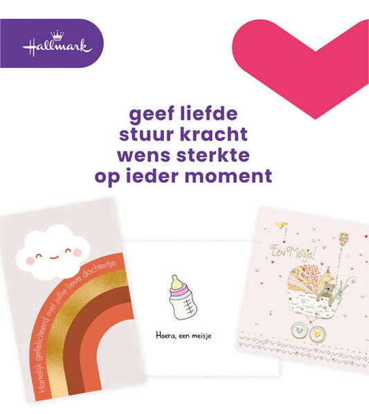 Wenskaart Hallmark navulset geboorte dochter 6 st