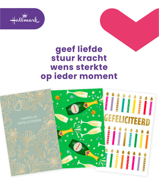 Wenskaart Hallmark navulset felicitatie 6 stuks