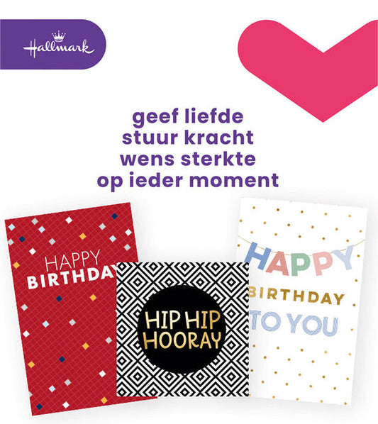 Wenskaart Hallmark navulset Engels verjaardag 6 st