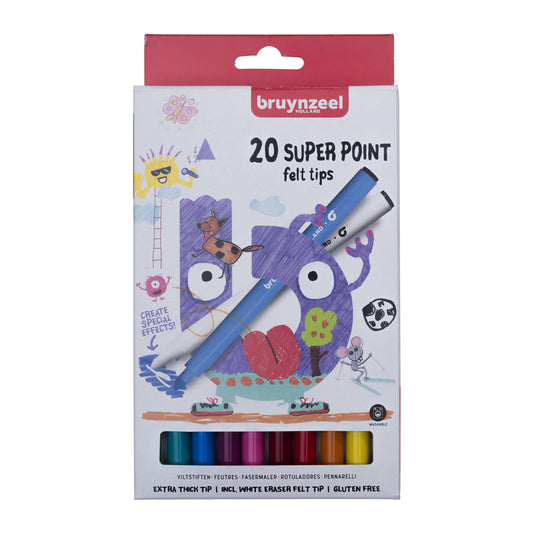 Viltstift Bruynzeel Kids Super Point 20 kleuren