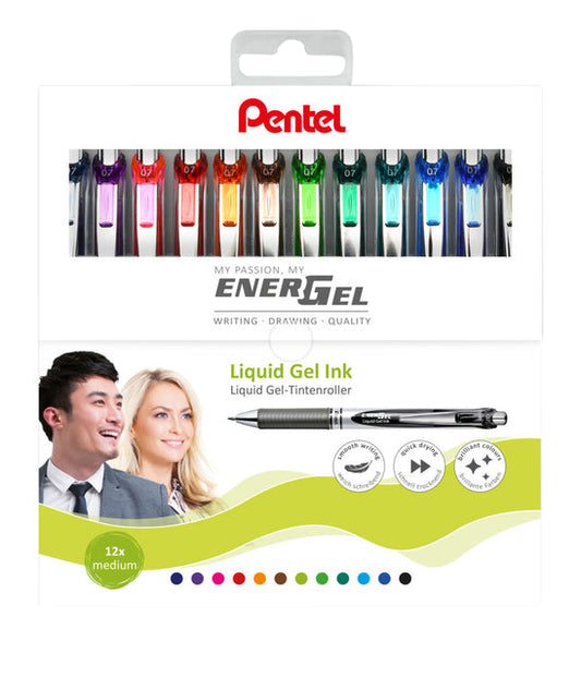 Gelschrijver Pentel BL77 Energel M 12st assorti