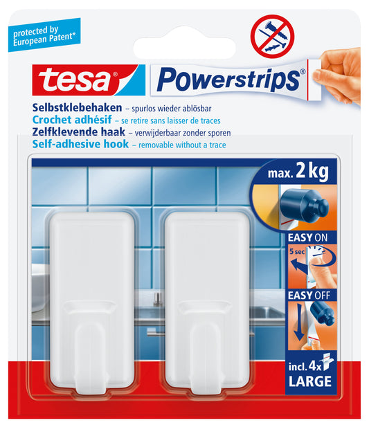 Haken tesa Powerstrips LARGE Classic zelfkl wit