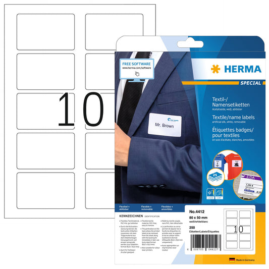 Naambadge etiket HERMA 4412 80x50mm 250 etiketten