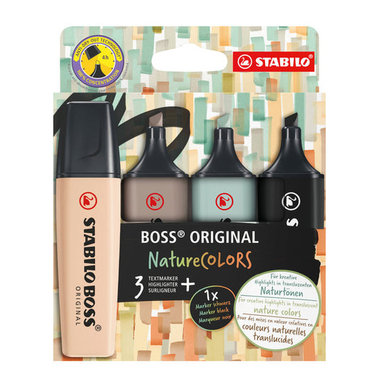 Markeerstift STABILO Boss 70/4 etui à 4st nature