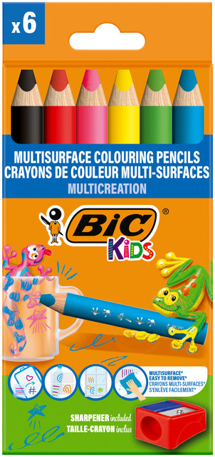Kleurpotlood BicKids Multi Surface 6st ass