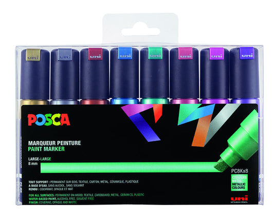 Paintmarker Uni POSCA PC8K B schuin 8st metallic