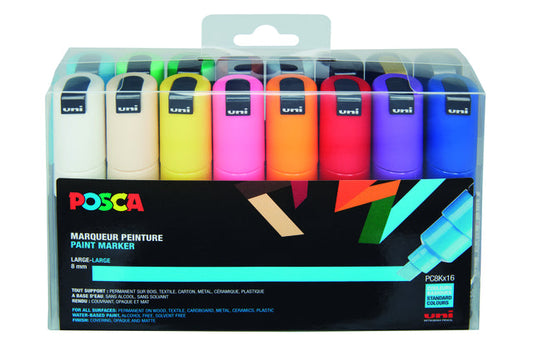 Paintmarker Uni POSCA PC8K B schuin 16st assorti