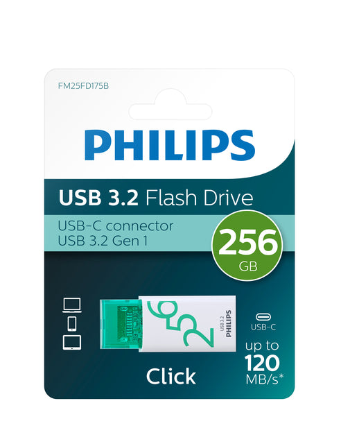 Philips USB 256GB USB-C Click Spring Green
