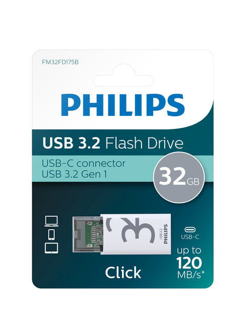 Philips USB 32GB USB-C Click Shadow Grey