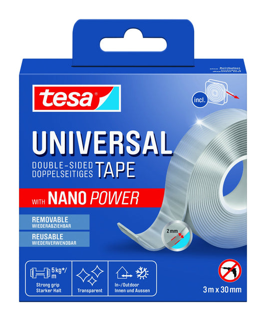 Plakband tesa Nano Power dubbelzijdig 30mmx3m