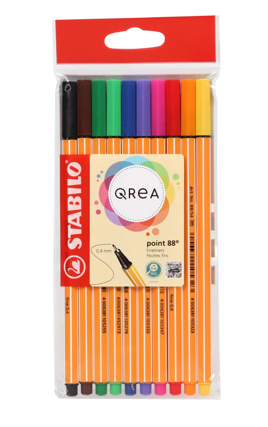Fineliner STABILO point 88/10 Qrea  F 10st ass
