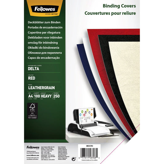 Voorblad Fellowes A4 lederlook rood
