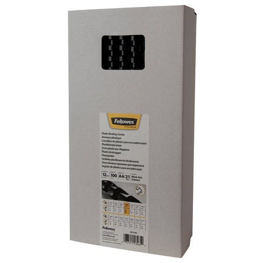 Bindrug Fellowes 12mm 21rings A4 zwart